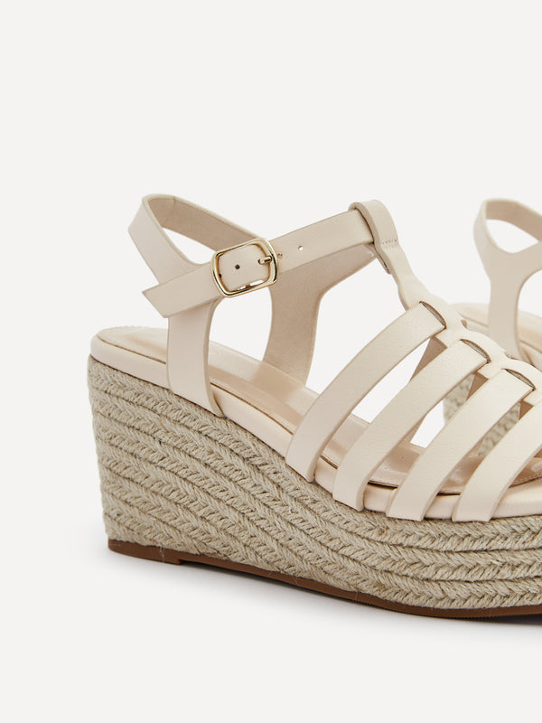 Linzi Nude Faux Leather Gladiator Wedges