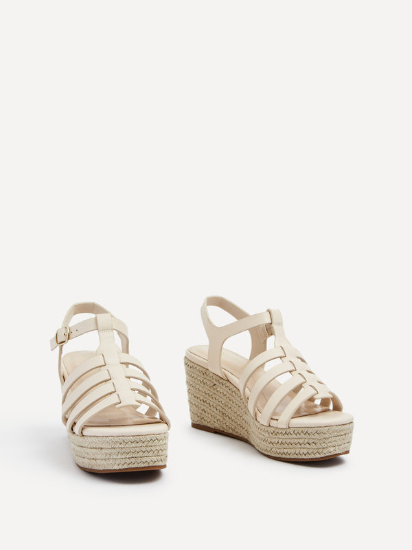 Linzi Nude Faux Leather Gladiator Wedges