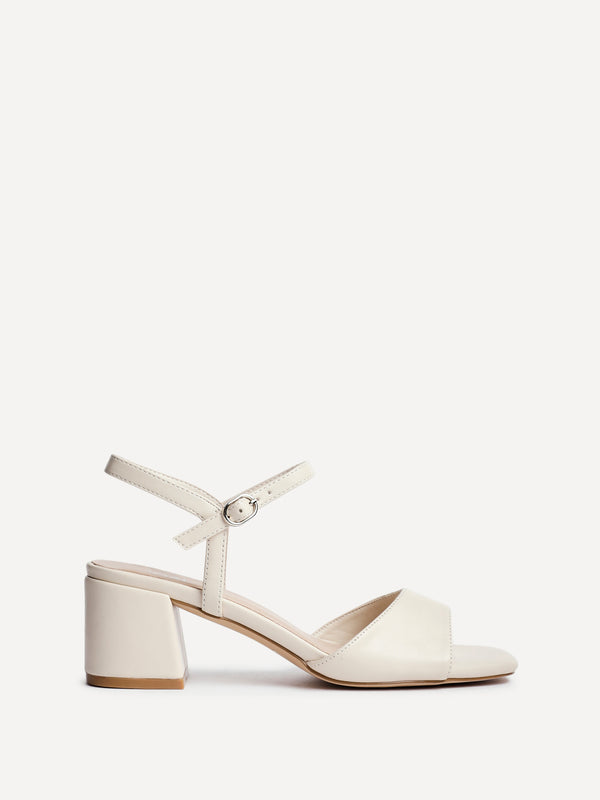linzi Nude Faux Leather Low Block Heeled Sandals