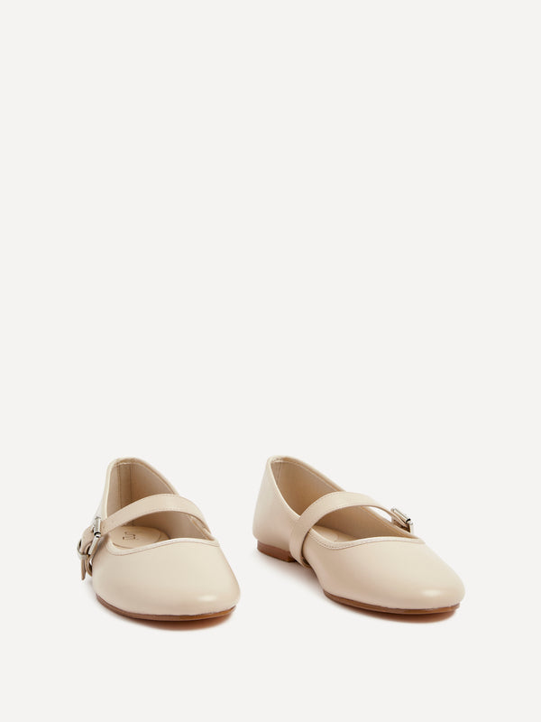 Linzi Nude Faux Leather Mary Jane Pumps