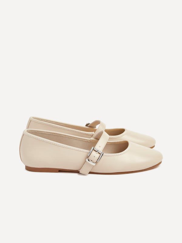 Linzi Nude Faux Leather Mary Jane Pumps