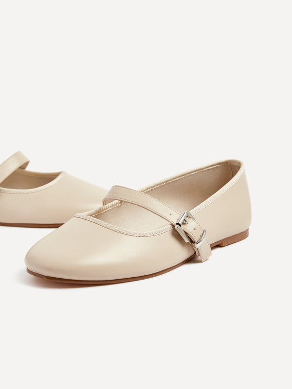 linzi Nude Faux Leather Mary Jane Pumps