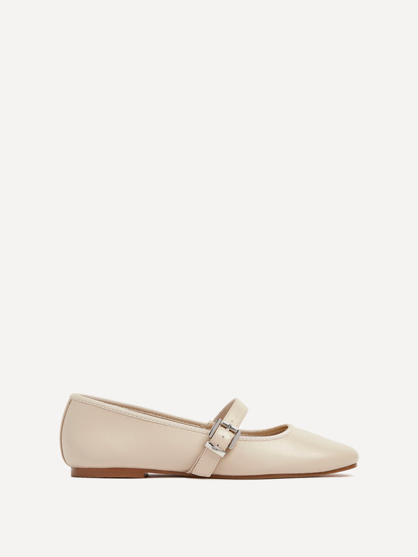 Linzi Nude Faux Leather Mary Jane Pumps