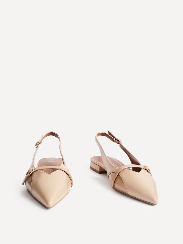 Linzi Nude Faux Leather Pointed Toe Ballet Flat