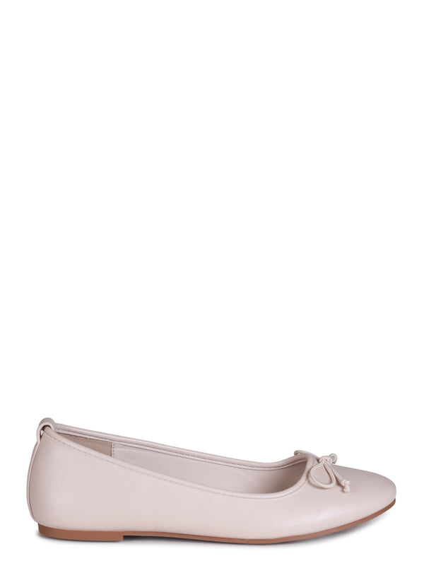 Linzi Nude Faux Leather Pump With Small Bow Detail