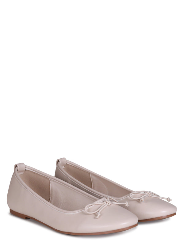 Linzi Nude Faux Leather Pump With Small Bow Detail