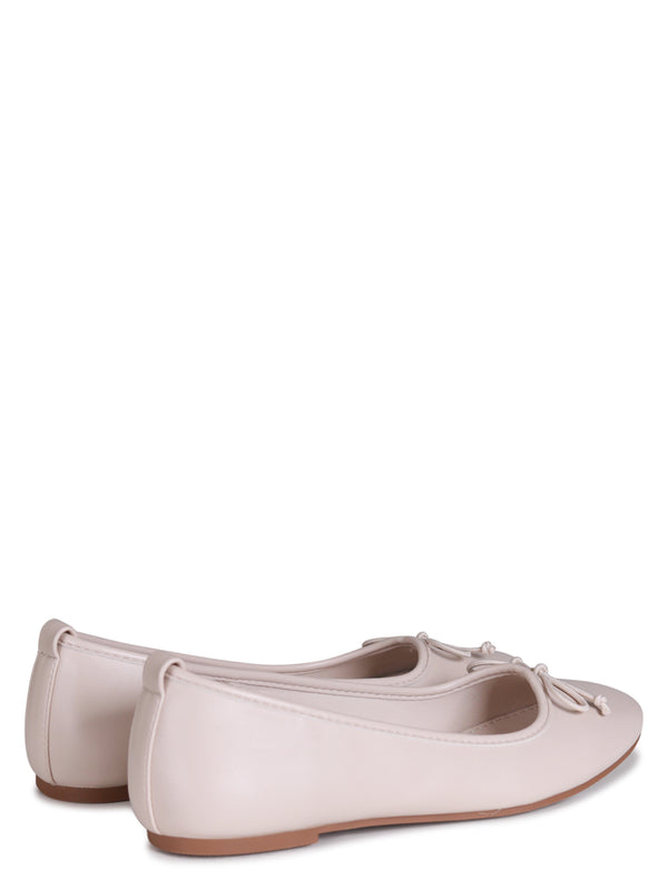 Linzi Nude Faux Leather Pump With Small Bow Detail