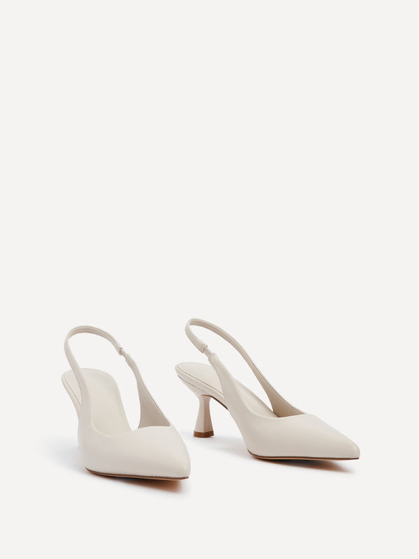 Linzi Nude Faux Leather Sling Back Low Court Heel