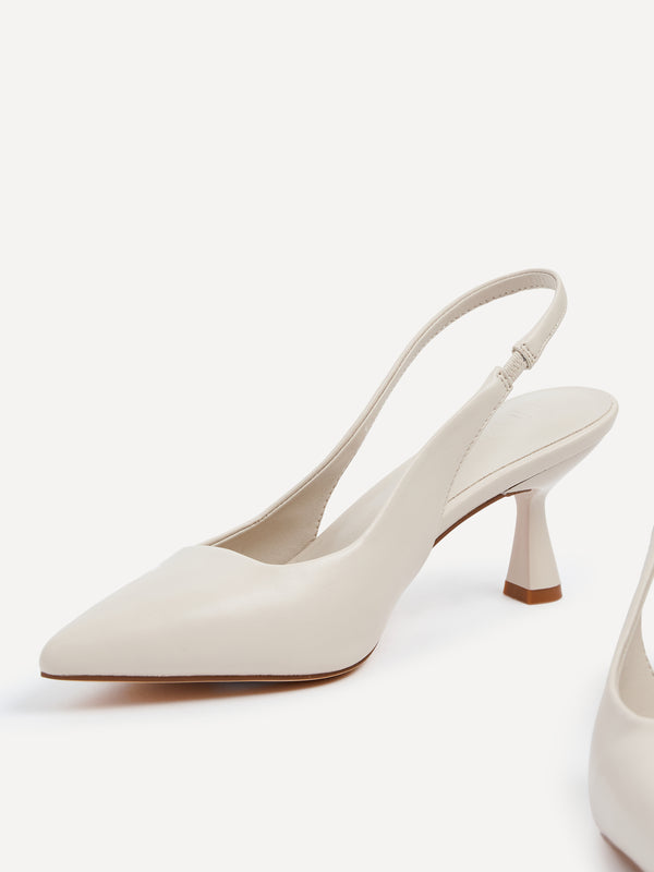 Linzi Nude Faux Leather Sling Back Low Court Heel