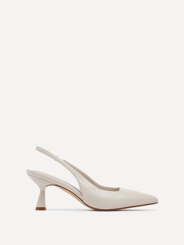 linzi Nude Faux Leather Sling Back Low Court Heel