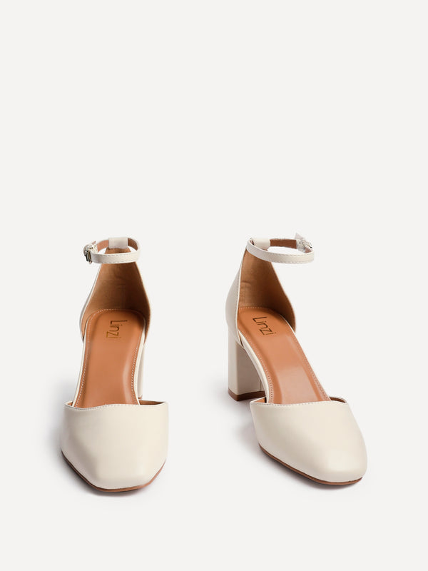 Linzi Nude Faux Leather Square Toe Court Heel