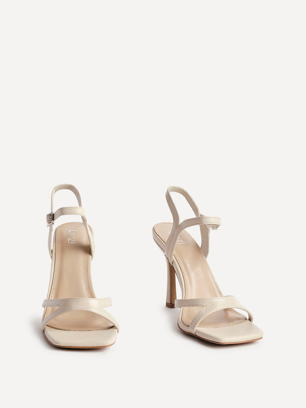 Linzi Nude Faux Leather Stiletto Heeled Sandals