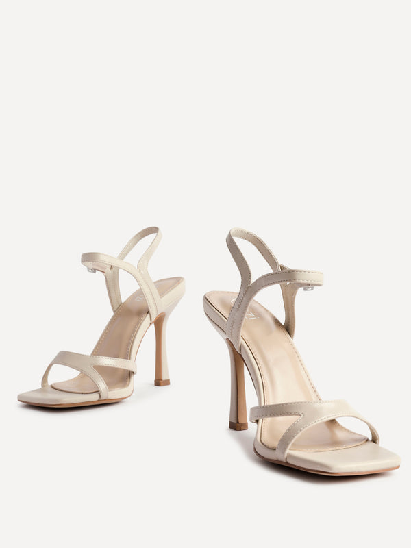 Linzi Nude Faux Leather Stiletto Heeled Sandals