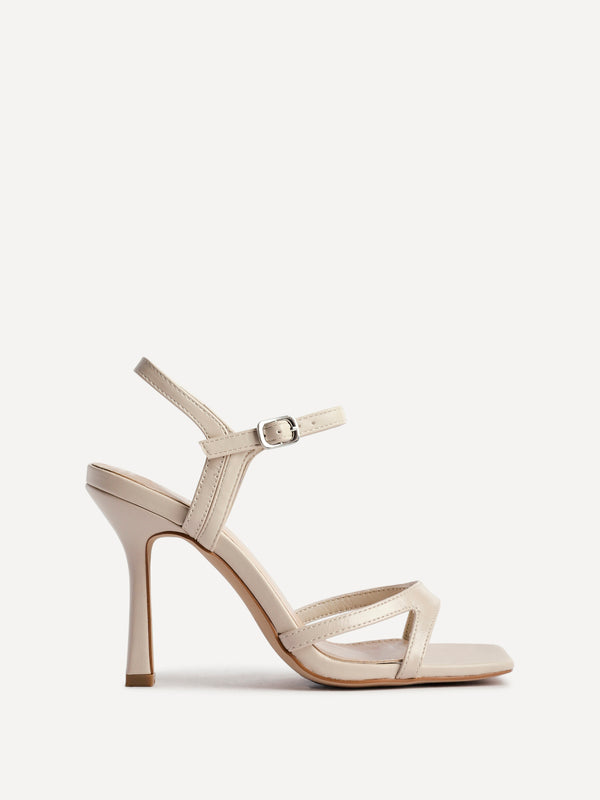 linzi Nude Faux Leather Stiletto Heeled Sandals