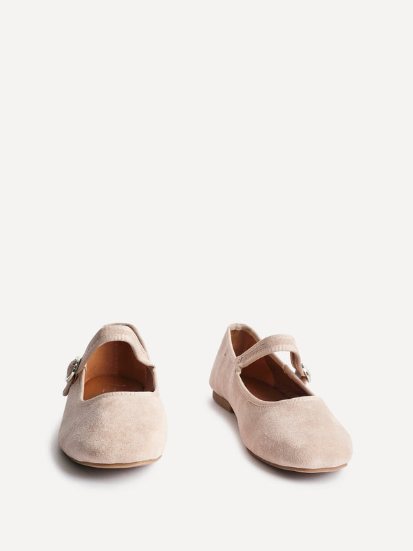 Linzi Nude Faux Suede Ballet Pumps
