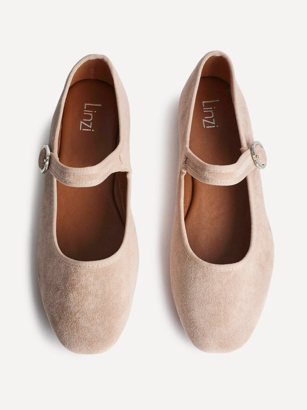 Linzi Nude Faux Suede Ballet Pumps