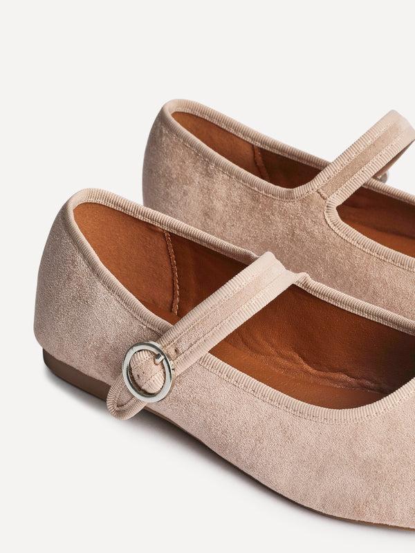 Linzi Nude Faux Suede Ballet Pumps