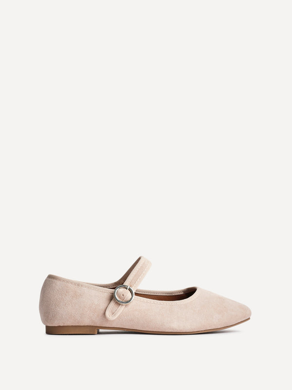 linzi Nude Faux Suede Ballet Pumps
