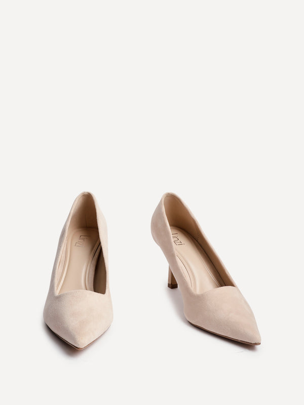 Linzi Nude Faux Suede Court Heels