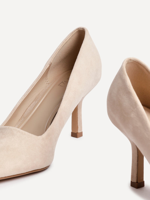 Linzi Nude Faux Suede Court Heels