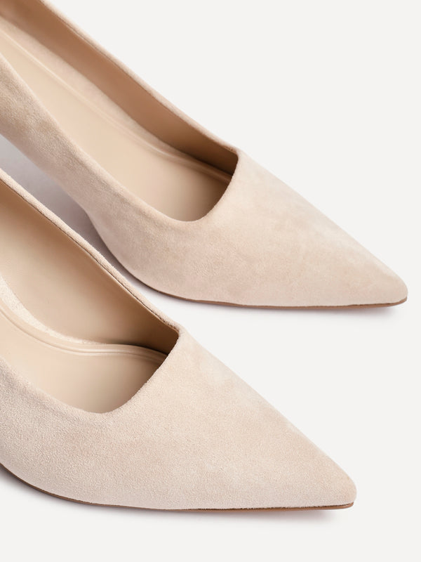 Linzi Nude Faux Suede Court Heels
