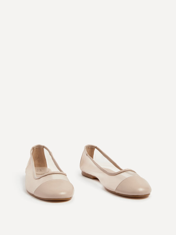 Linzi Nude Mesh & Faux Leather Mary Jane Pump