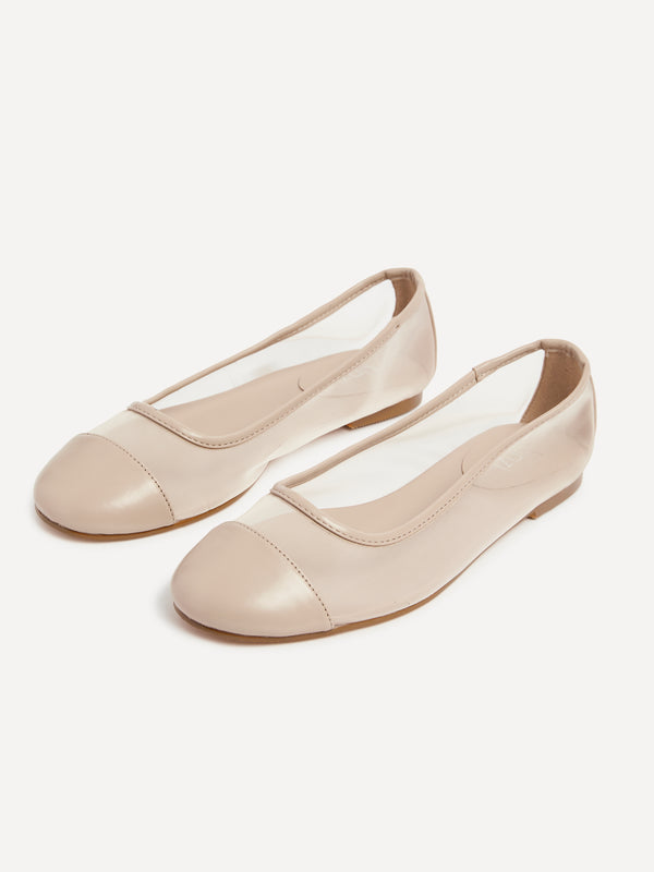 Linzi Nude Mesh & Faux Leather Mary Jane Pump