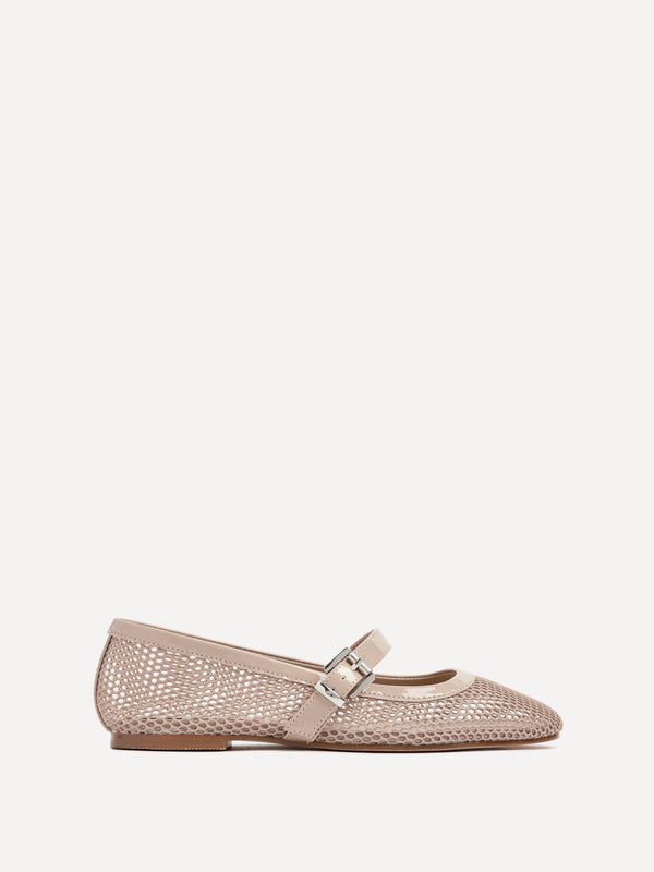 Linzi Nude Mesh Mary Jane Pump