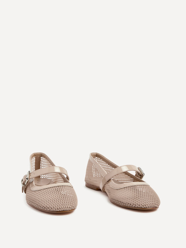 Linzi Nude Mesh Mary Jane Pump