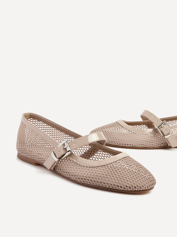linzi Nude Mesh Mary Jane Pump