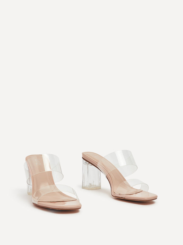 Linzi Nude Patent & Perspex Block Heeled Sandal