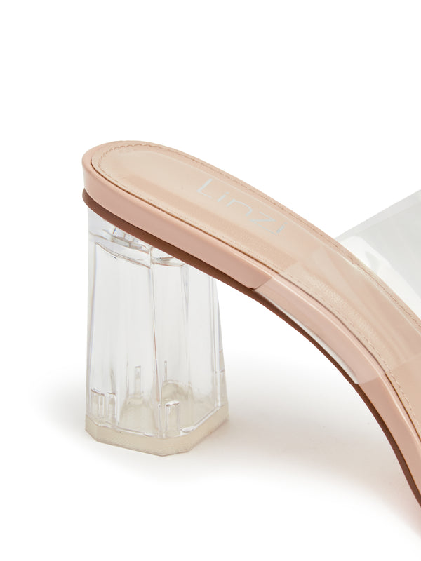 Linzi Nude Patent & Perspex Block Heeled Sandal