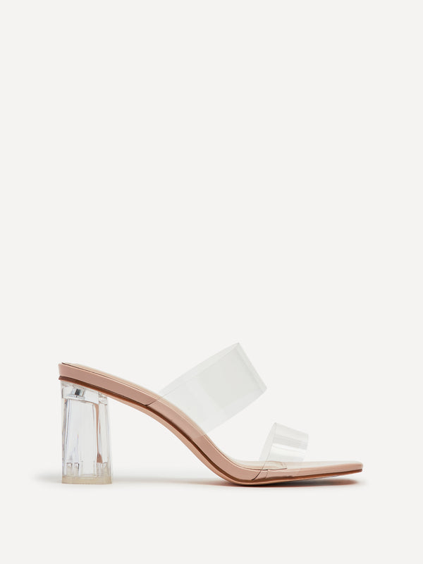 linzi Nude Patent & Perspex Block Heeled Sandal
