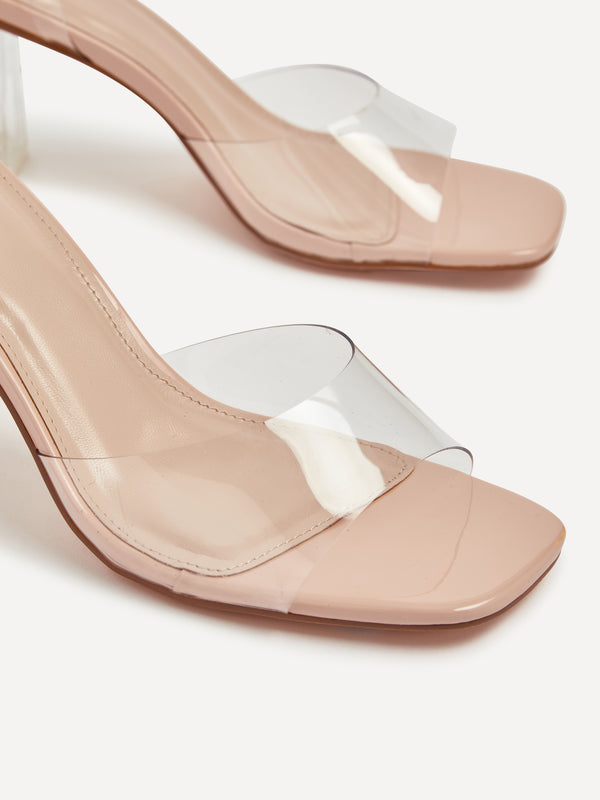 Linzi Nude & Perspex Sandal With Block Heel
