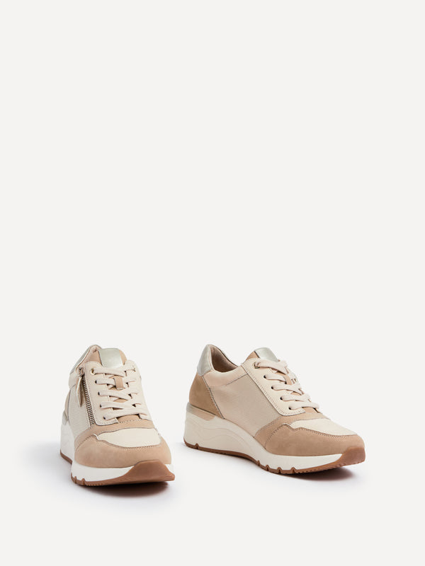 Linzi Nude Wedge Trainer With Mesh & Zip Detail