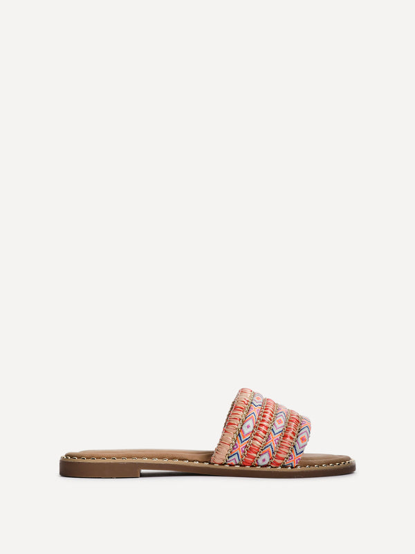 Linzi Orange Bohemian Inspired Flat Slider Sandal