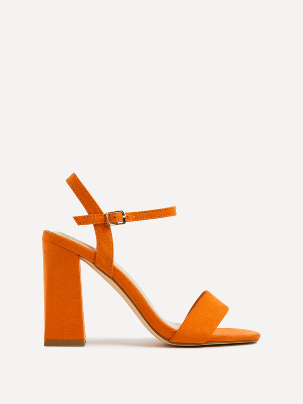 Linzi Orange Faux Suede Block Heeled Sandal