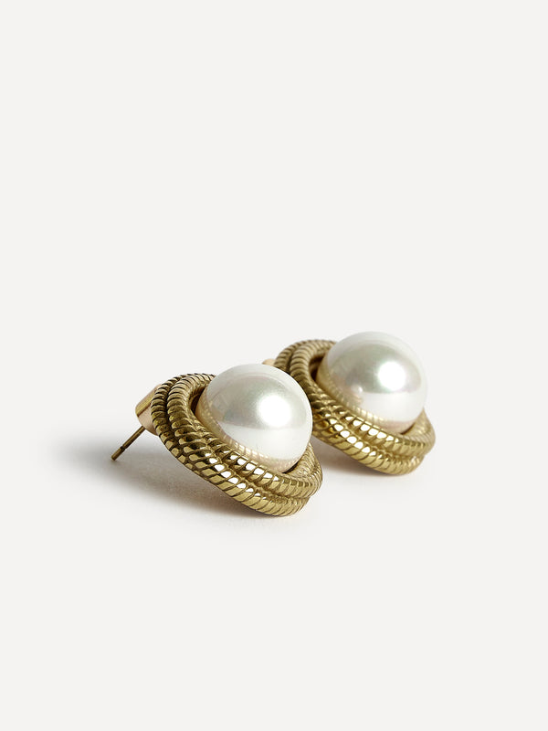 Linzi Pearl Twist Stud Earrings