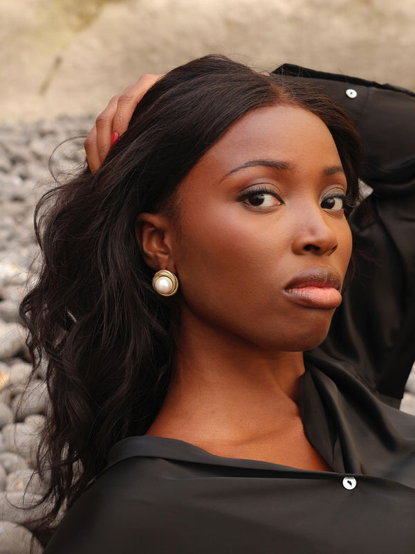 linzi Pearl Twist Stud Earrings