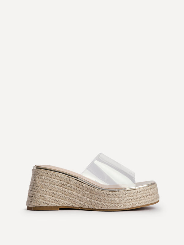 Linzi Perspex Espadrille Inspired Mule Wedges