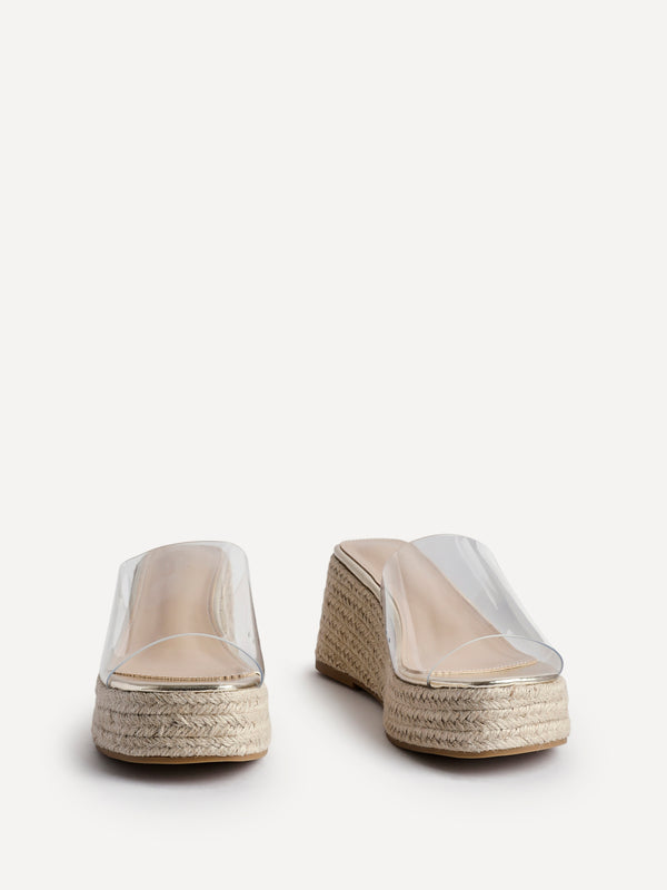 Linzi Perspex Espadrille Inspired Mule Wedges