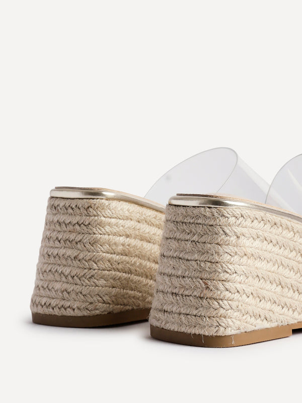 Linzi Perspex Espadrille Inspired Mule Wedges