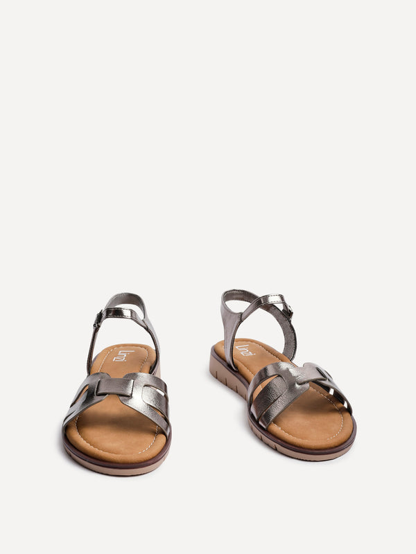 Linzi Pewter Faux Leather Two Part Sandal
