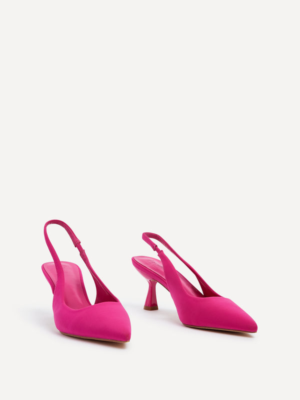 Linzi Pink Lycra Sling Back Low Court Heel