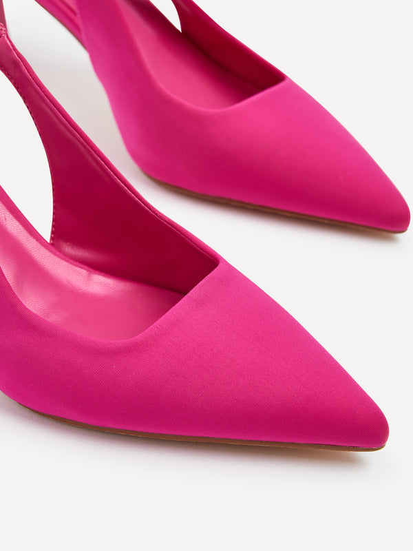 Linzi Pink Lycra Sling Back Low Court Heel