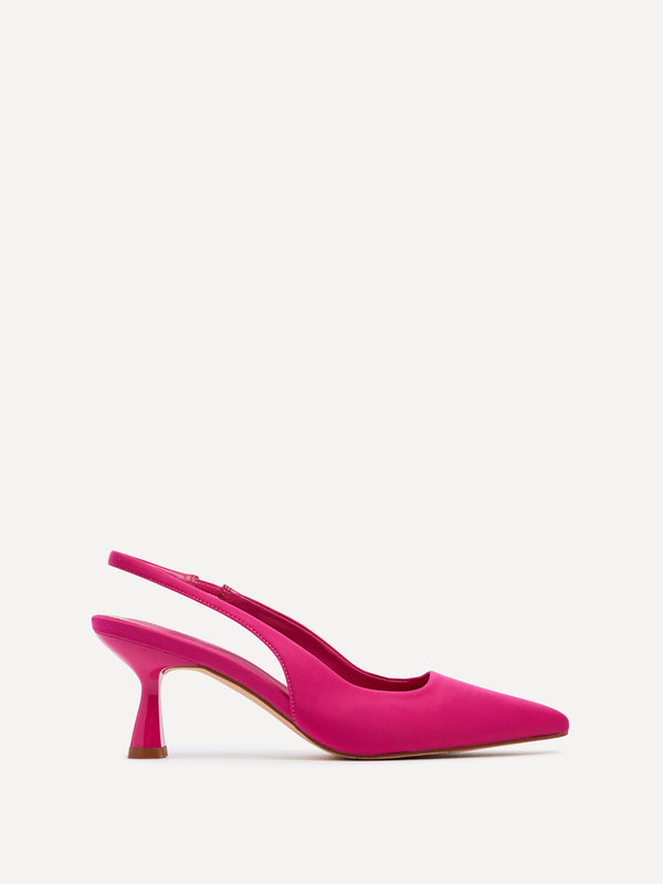 linzi Pink Lycra Sling Back Low Court Heel