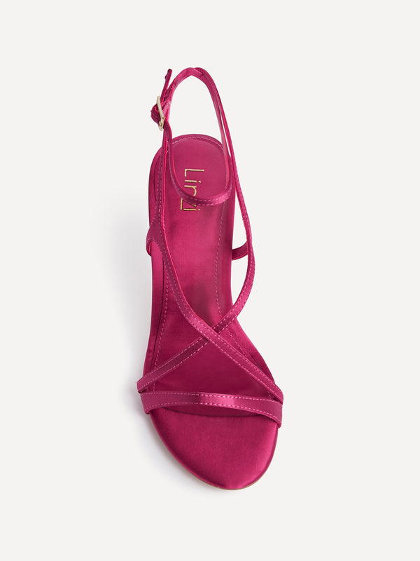 Linzi Pink Satin Strappy Stiletto Heels