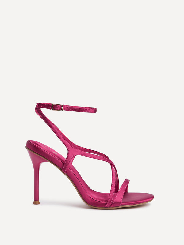 Linzi Pink Satin Strappy Stiletto Heels