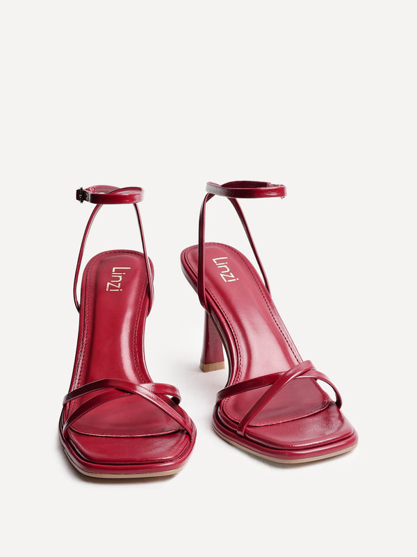 Linzi Red Faux Leather Crossover Stiletto Heel