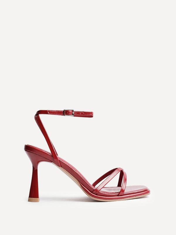 Linzi Red Faux Leather Crossover Stiletto Heel